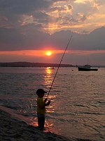 Sunset fishing and Paddeling at Ferry Beach
